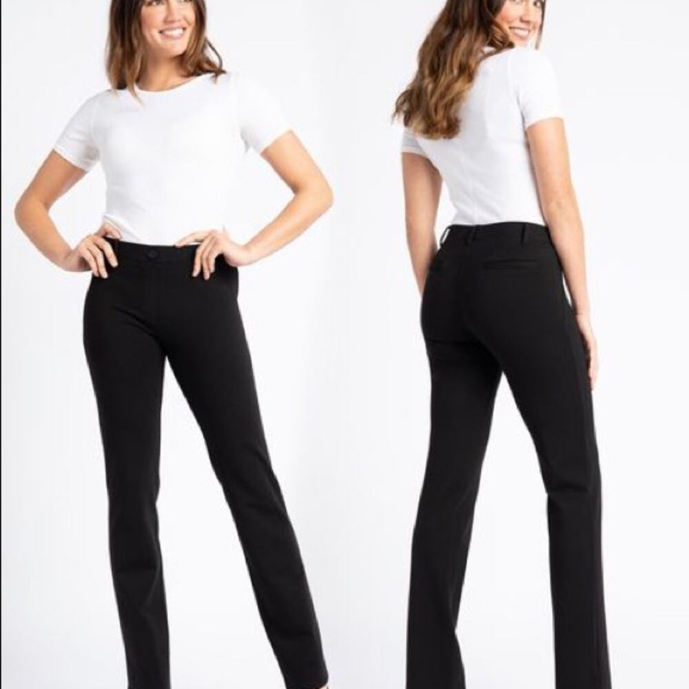 Betabrand | Black Classic Straight Leg Dress Yoga Pants Petite Small